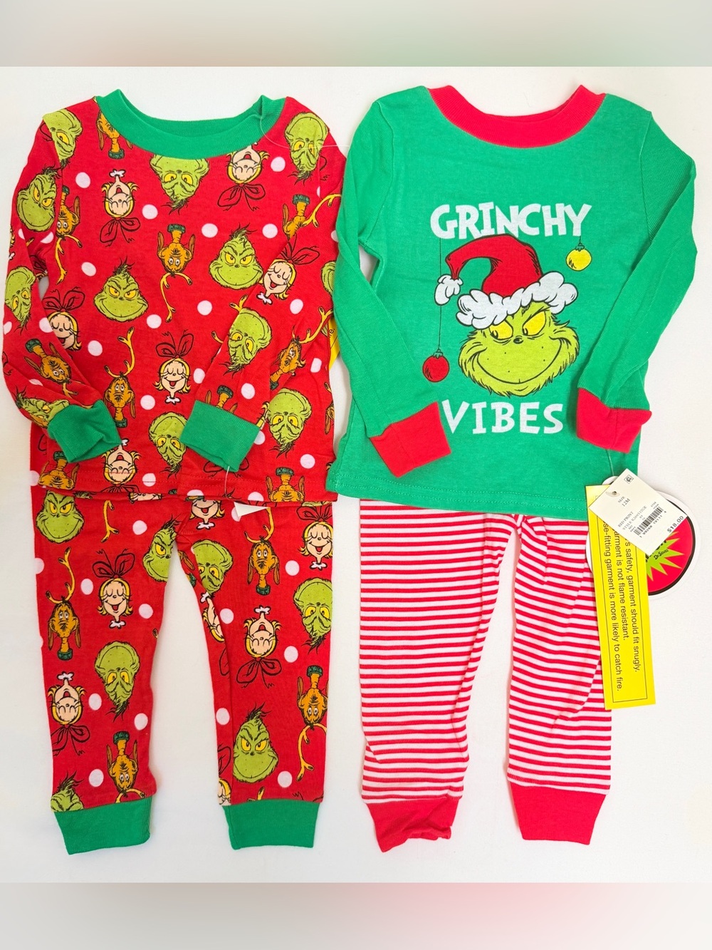 Dr Seuss Grinch Christmas 4 Piece Pajama Set 12M NWT